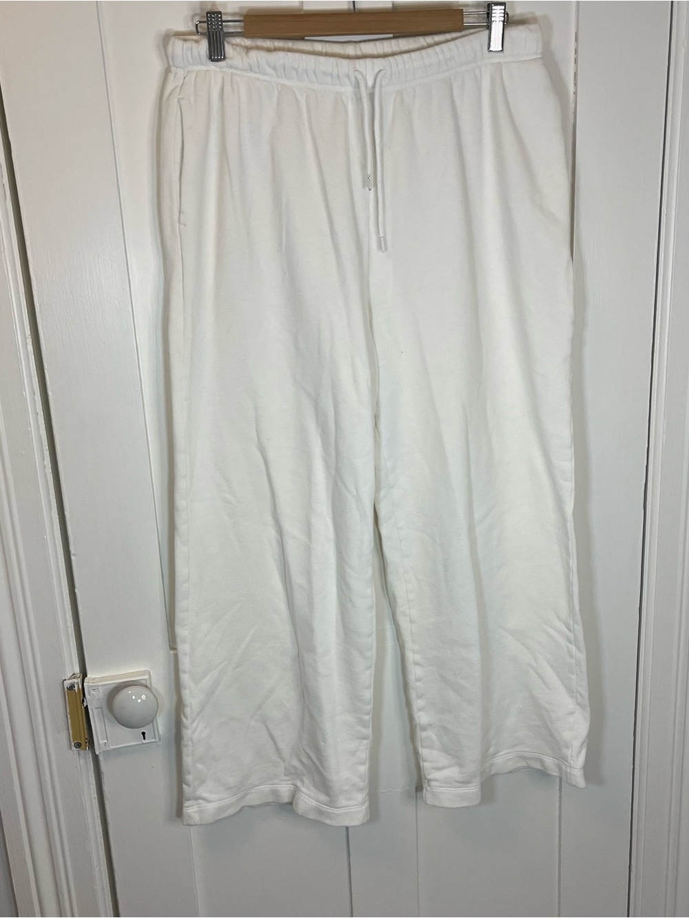 Old Navy White Women's Wide-Leg Drawstring Track Pants